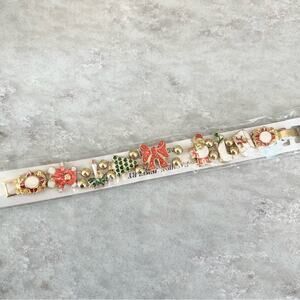 Vintage 80s Christmas slide bracelet Santa Christmas tree stocking